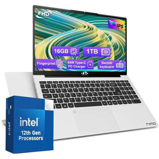 15.6 IPS FHD-Laptop, 16GB RAM 1TB SSD Intel Pentium Quad Core N100 (Beat to i3-1115G4 Up to 3.4GHz) Student-Laptop, Laptop-Computer with Backlit Keyboard Fingerprint Home-laptop