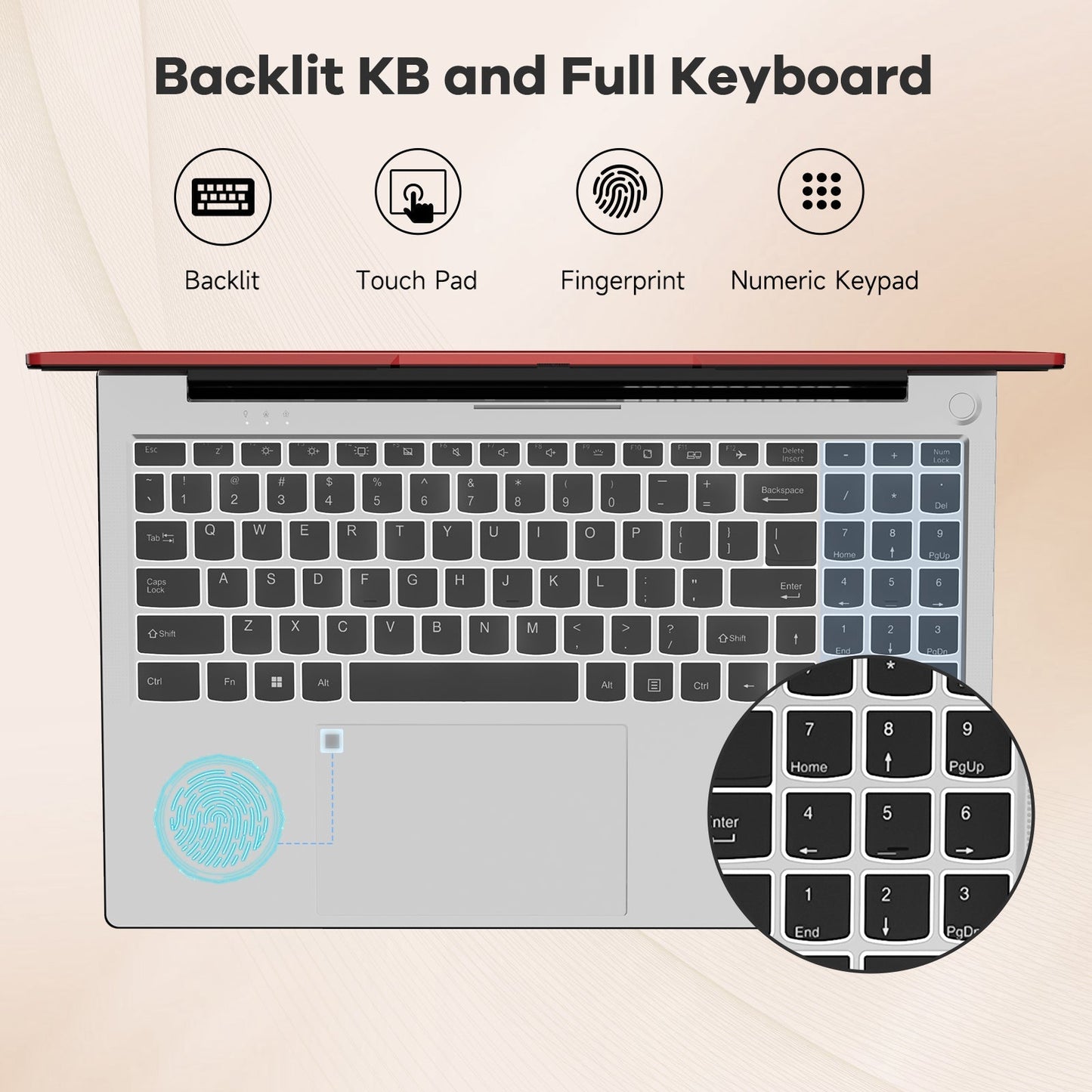 KYYWEE 15.6 N153 FHD R5 6600H Laptop-Red-2TB-Windows 11 Pro