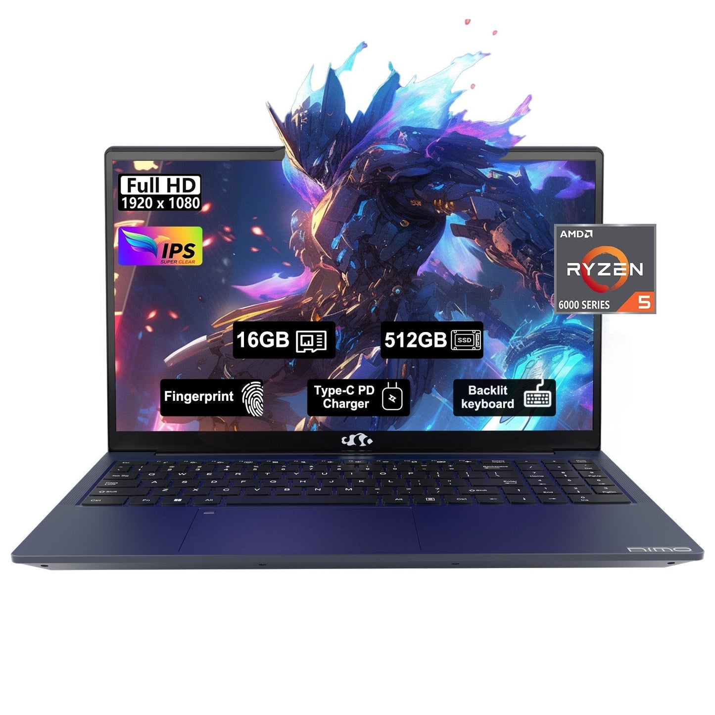 KYYWEE 15.6 N153 FHD R5 6600H Laptop-Blue-1TB-Windows 11 Pro