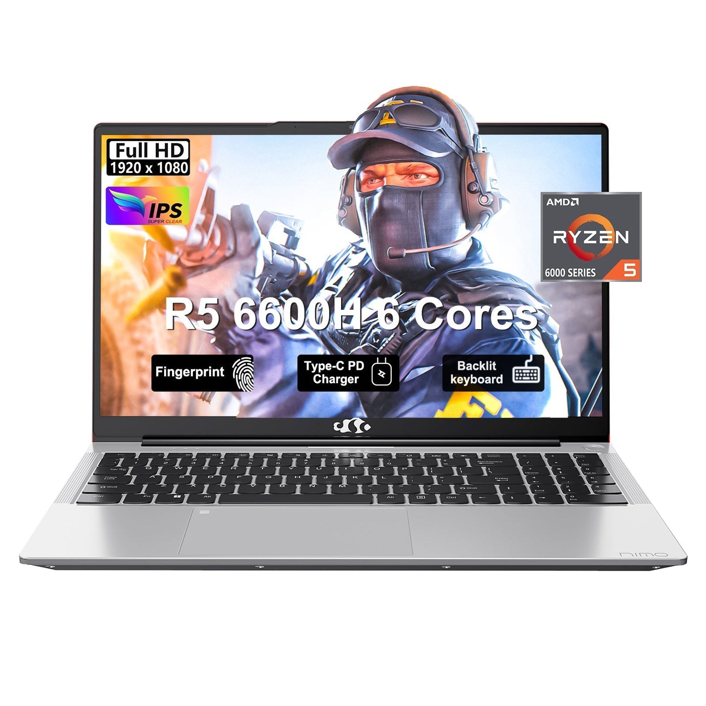 KYYWEE 15.6 N153 FHD R5 6600H Laptop-Red-1TB