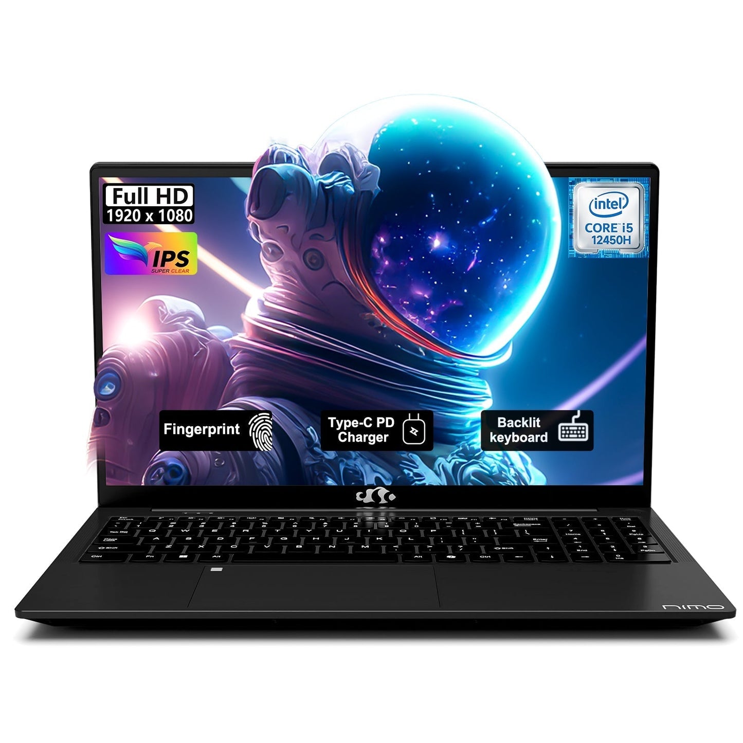 KYYWEE 15.6 FHD N156 I5-12450H Laptop for Entertainment-Black-32GB-2TB