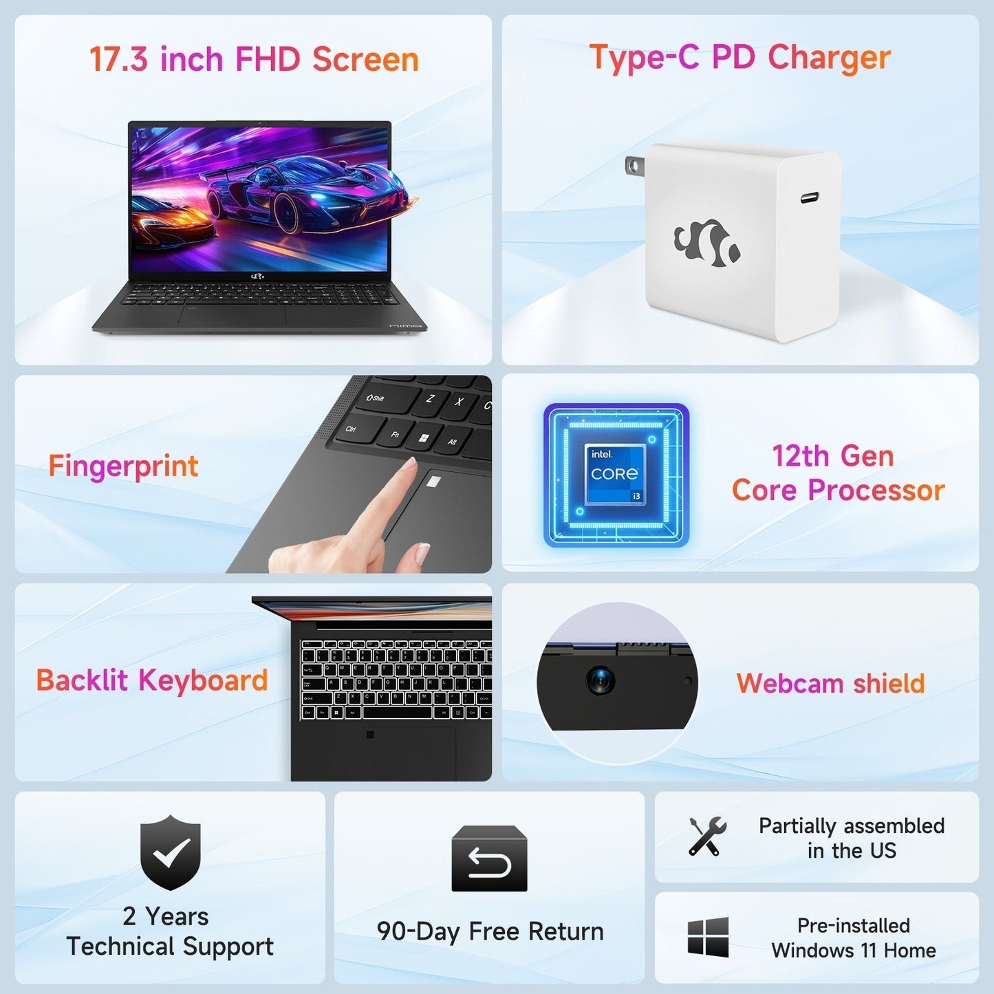 KYYWEE 17.3 FHD N171 I3-1215U Laptop for Student and Business-32GB-Gray-2TB