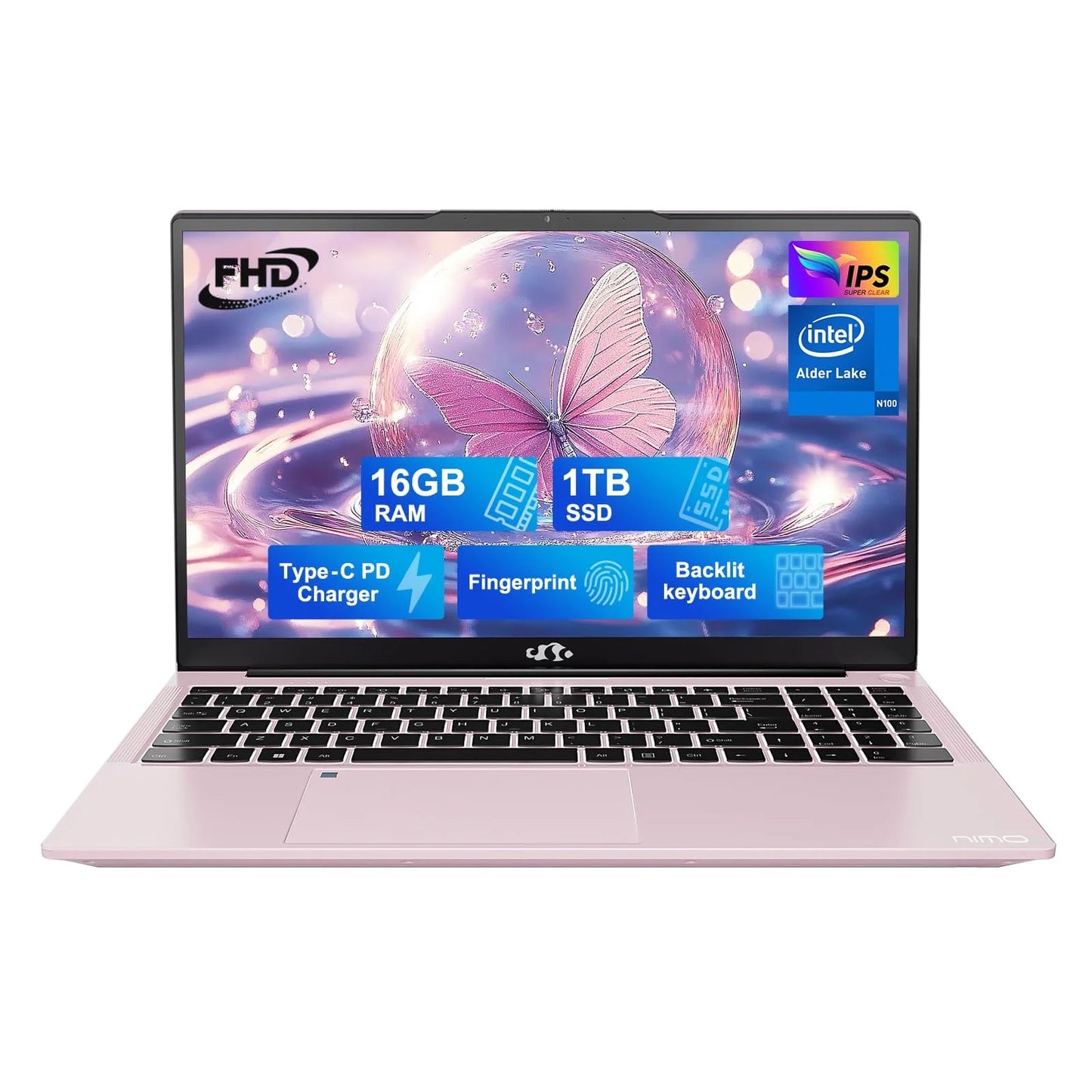 15.6 IPS FHD-Laptop, 16GB RAM 1TB SSD Intel Pentium Quad Core N100 (Beat to i3-1115G4 Up to 3.4GHz) Student-Laptop, Laptop-Computer with Backlit Keyboard Fingerprint Home-laptop