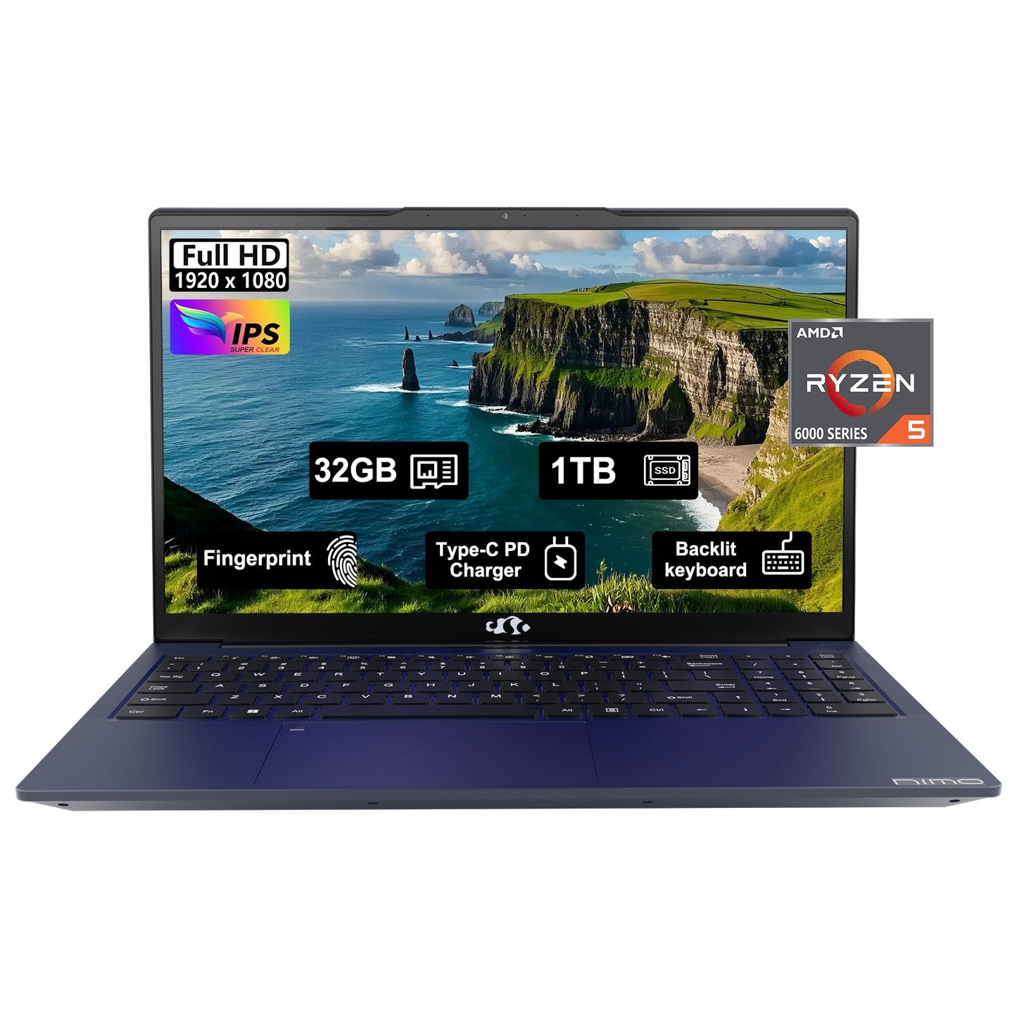 KYYWEE 15.6 N153 FHD R5 6600H Laptop-Blue-1TB