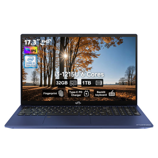 KYYWEE 17.3 FHD N171 I3-1215U Laptop for Student and Business-32GB-Blue-1TB