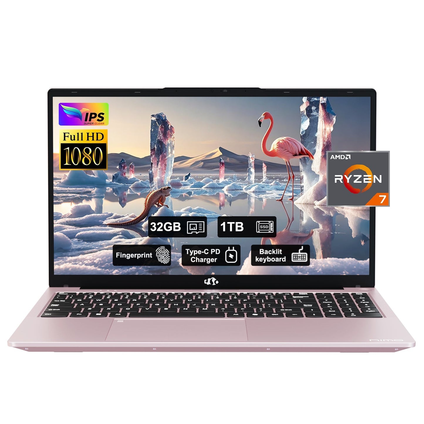 15.6'' R7 6800H FHD Business Gaming Laptop Computer-Rose Gold-32GB-1TB-Windows 11 Pro