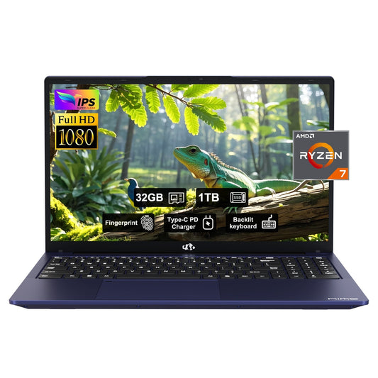 15.6'' R7 6800H FHD Business Gaming Laptop Computer-Blue-32GB-1TB