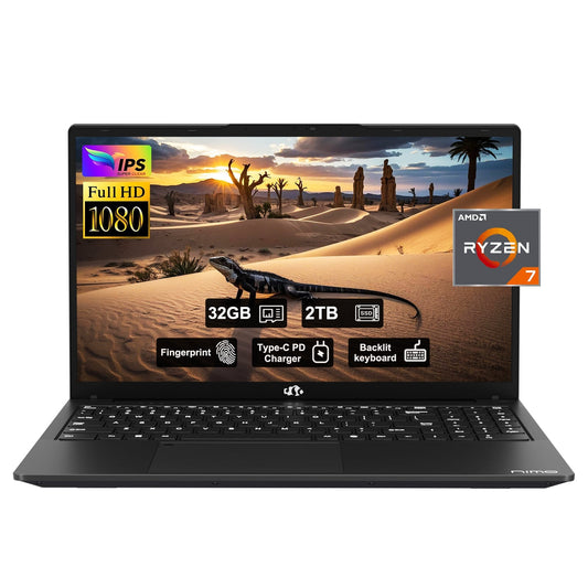 15.6'' R7 6800H FHD Business Gaming Laptop Computer-Black-32GB-2TB-Window11 Pro