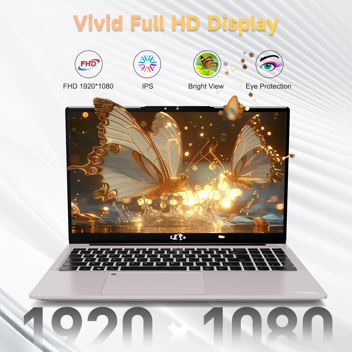 KYYWEE 15.6 FHD N152 AMD R5 3500U | Fast Charger & Fingerprint Sensor Student Laptop-32GB-Rose Gold