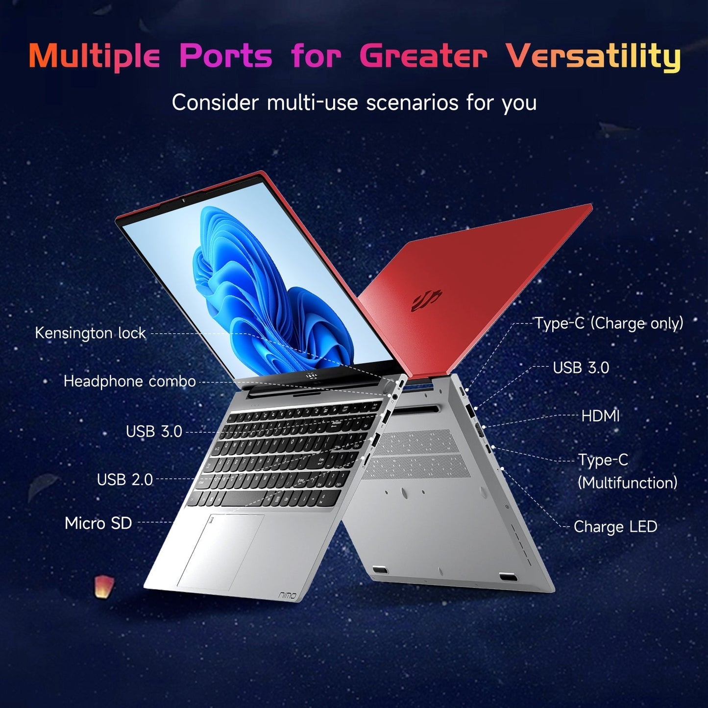 KYYWEE 15.6" N151 FHD laptop for Home and School-16GB - Red