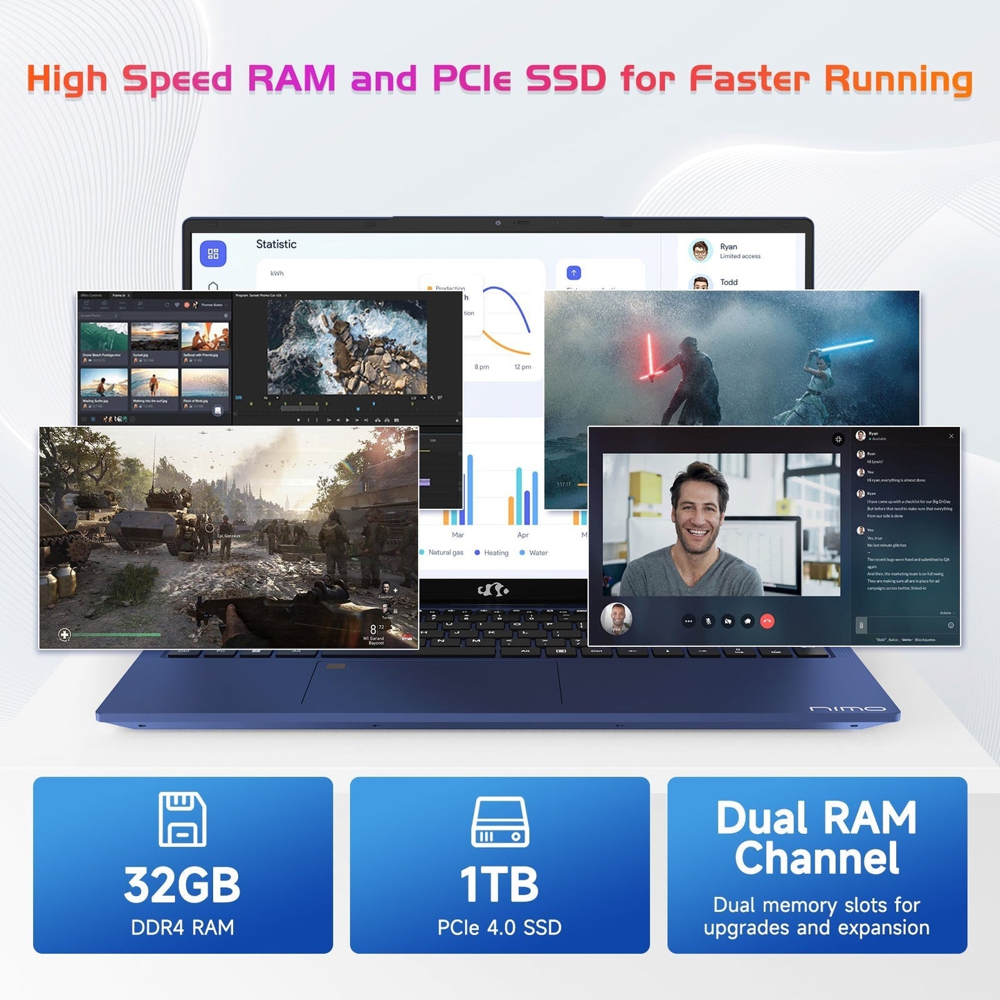 KYYWEE 17.3 FHD N171 I3-1215U Laptop for Student and Business-32GB-Blue-2TB