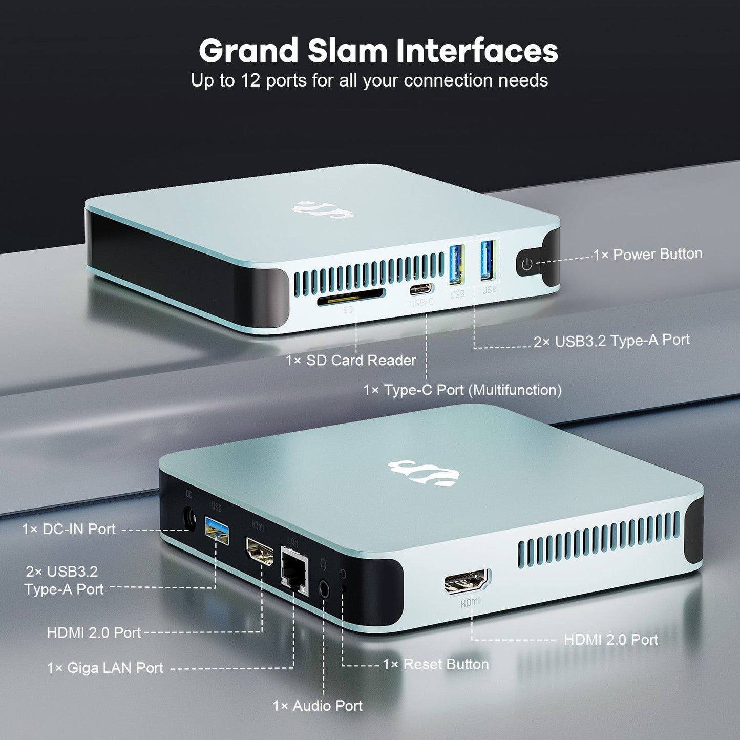 KYYWEE Minipc DNB1 (In Metal) Intel N100 Processor for Home and School 16GB - 512GB - Blue