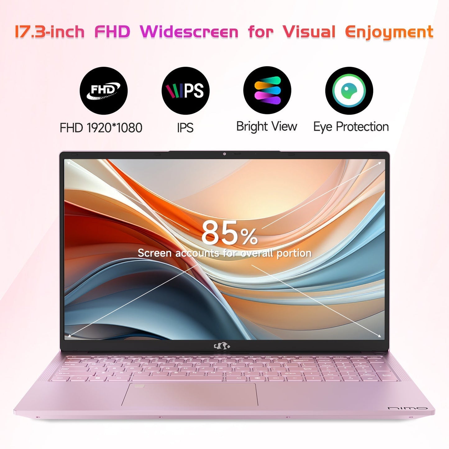KYYWEE 17.3 FHD N171 I3-1215U Laptop for Student and Business-32GB-Rose Gold-1TB