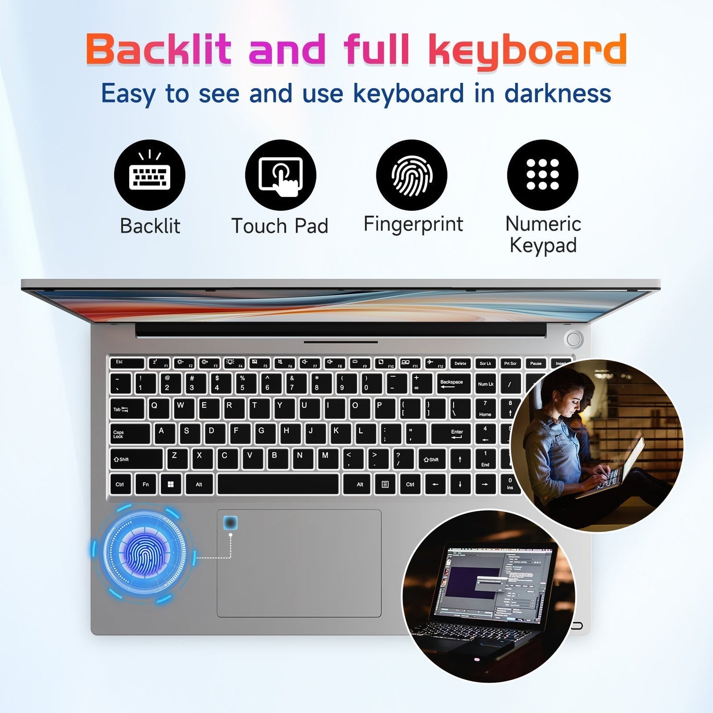 KYYWEE 17.3 FHD N171 I3-1215U Laptop for Student and Business-32GB-Silver-1TB