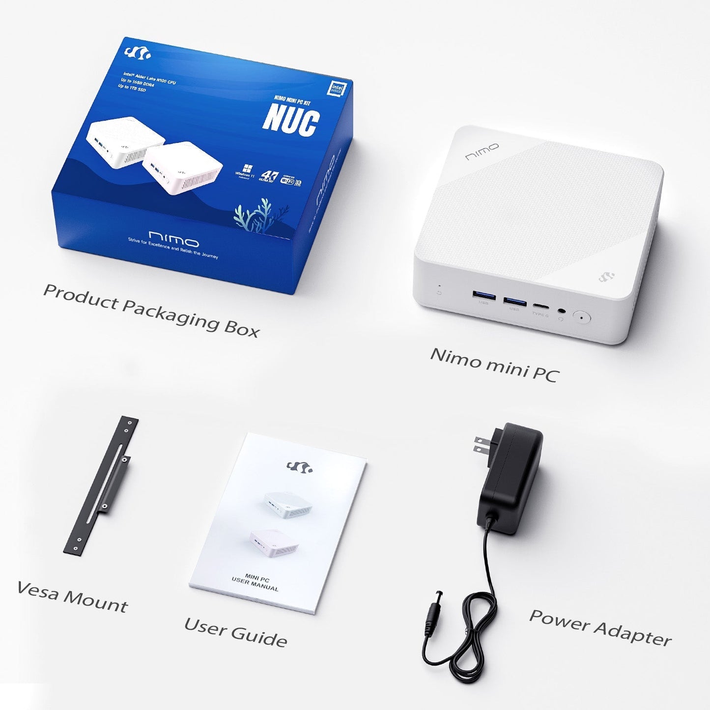 KYYWEE Minipc DNB20 (In Macaron) Intel N100 Processor for Home and School - 16GB - 1TB - White