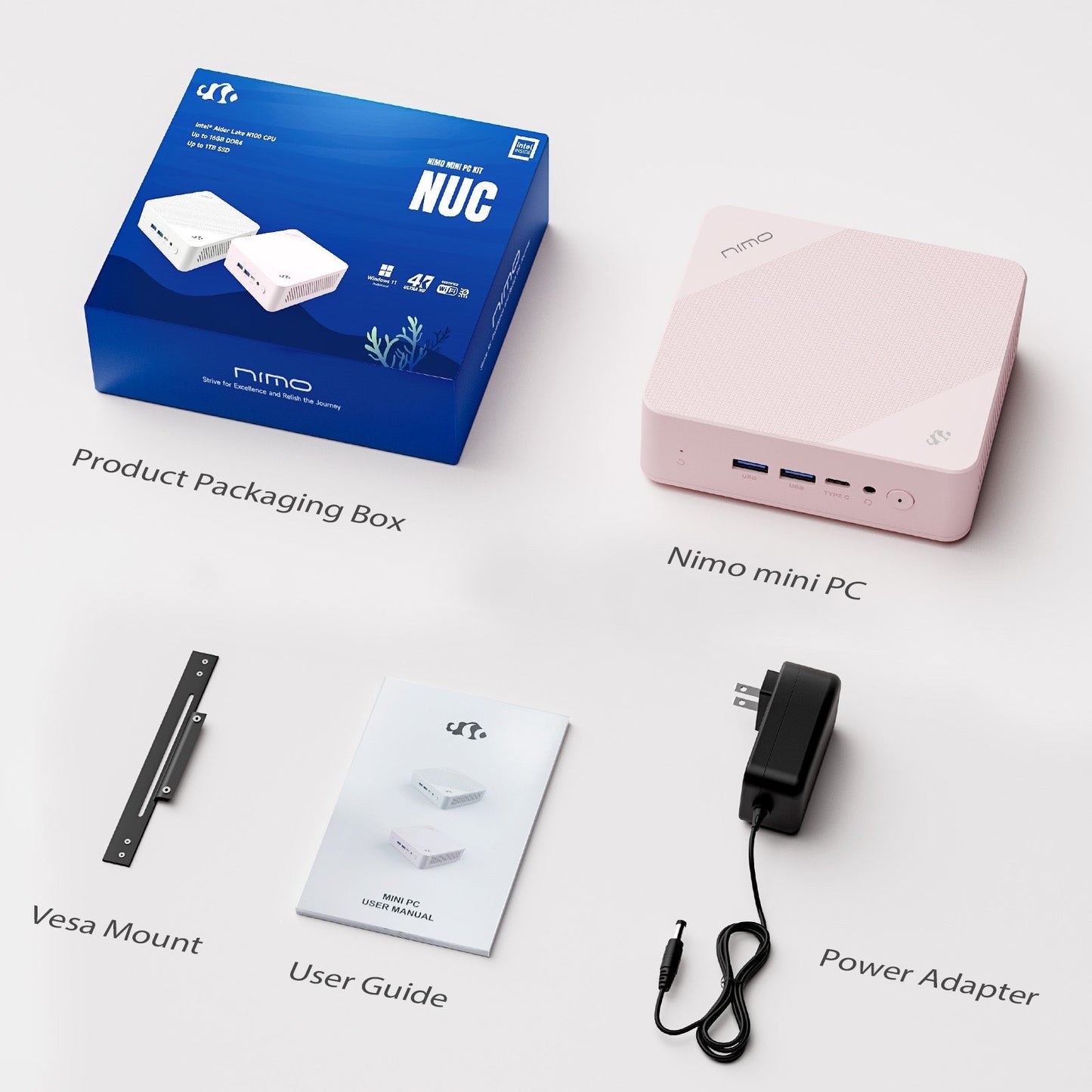 KYYWEE Minipc DNB20 (In Macaron) Intel N100 Processor for Home and School - 8GB - 512GB - Pink