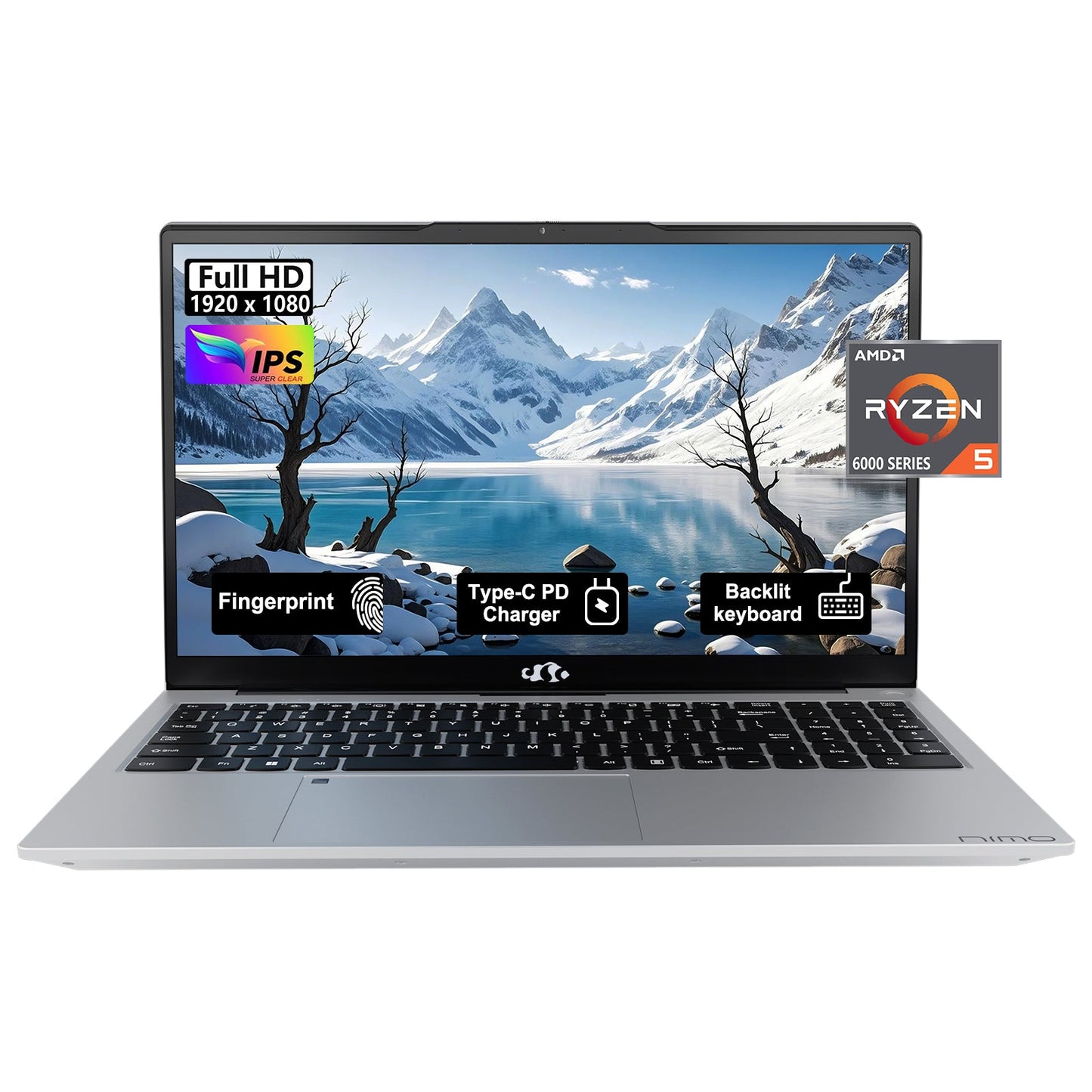 KYYWEE 15.6 N153 FHD R5 6600H Laptop-Silver-2TB-Windows 11 Pro