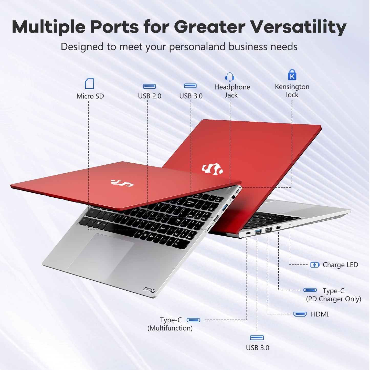 KYYWEE 15.6 FHD N156 I5-12450H Laptop for Entertainment-Red-32GB-1TB