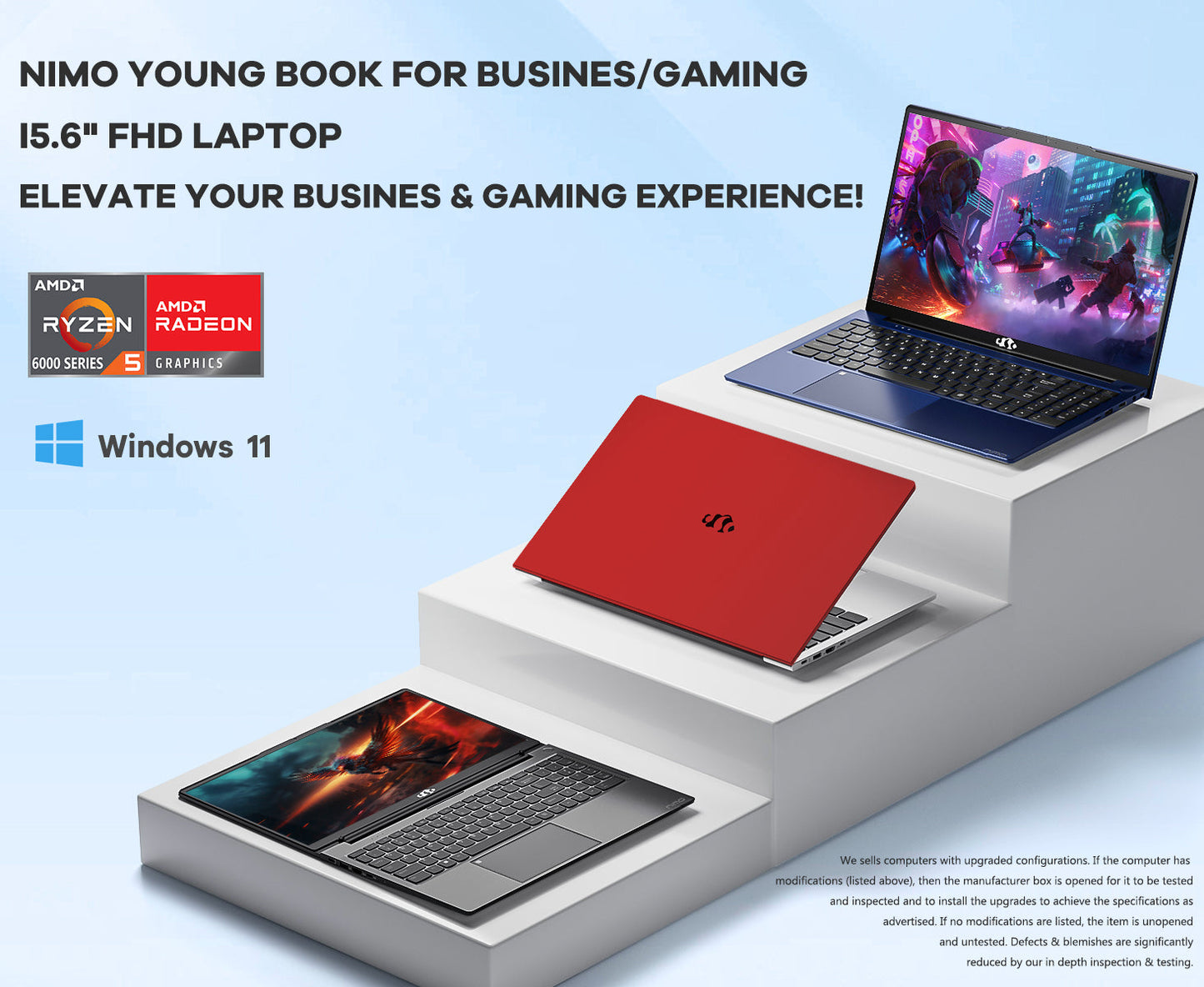 KYYWEE 15.6 N153 FHD R5 6600H Laptop-Red-1TB