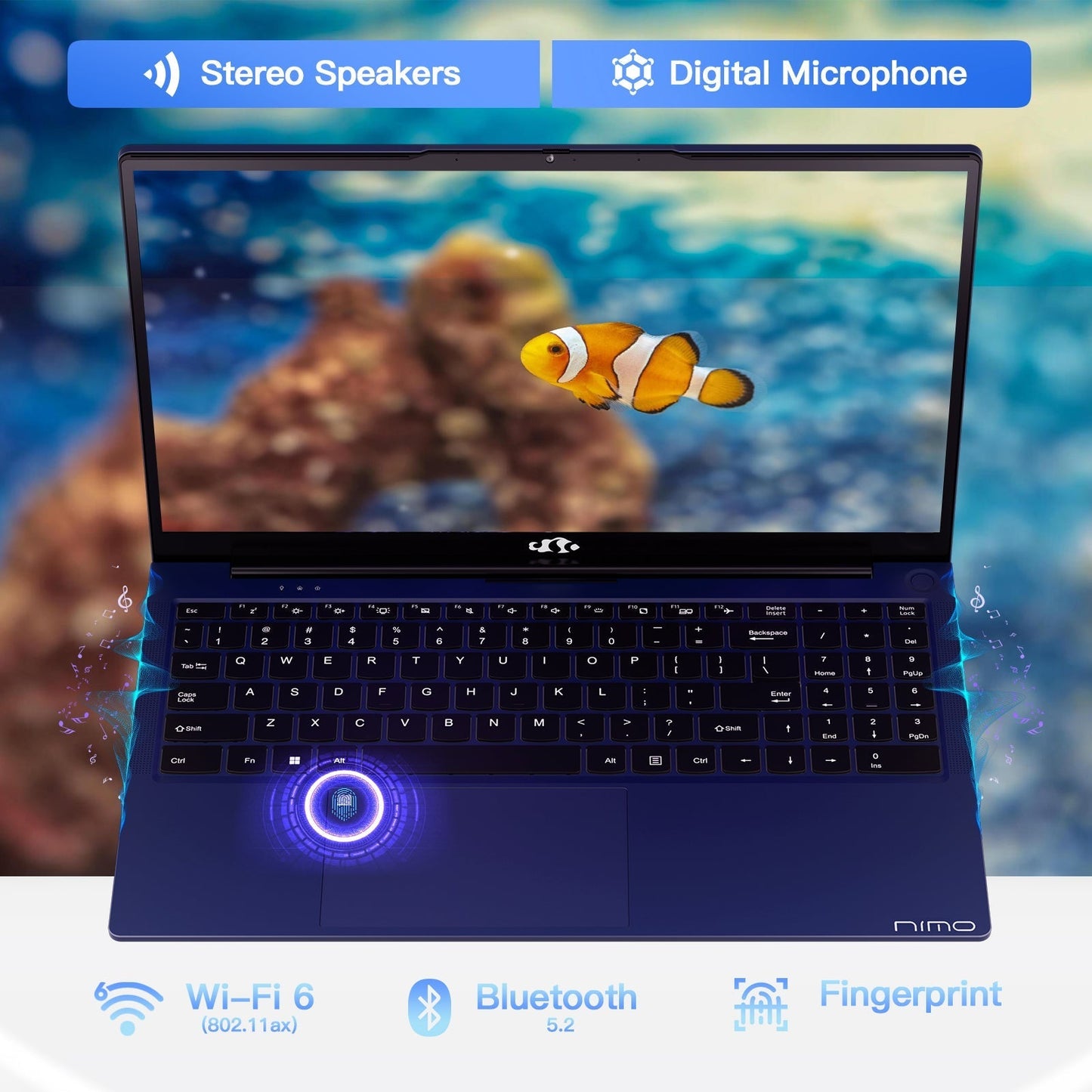 KYYWEE 15.6" N151 FHD laptop for Home and School -16GB-Blue