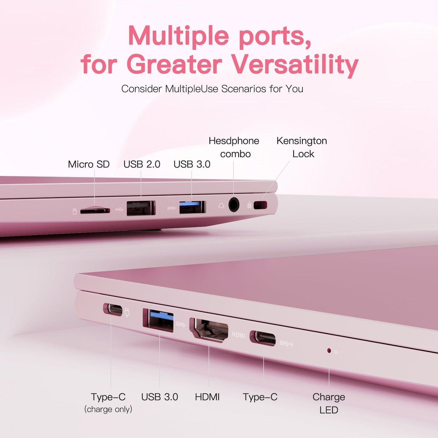 KYYWEE 15.6" N151 FHD laptop for Home and School -16GB-Rose Gold