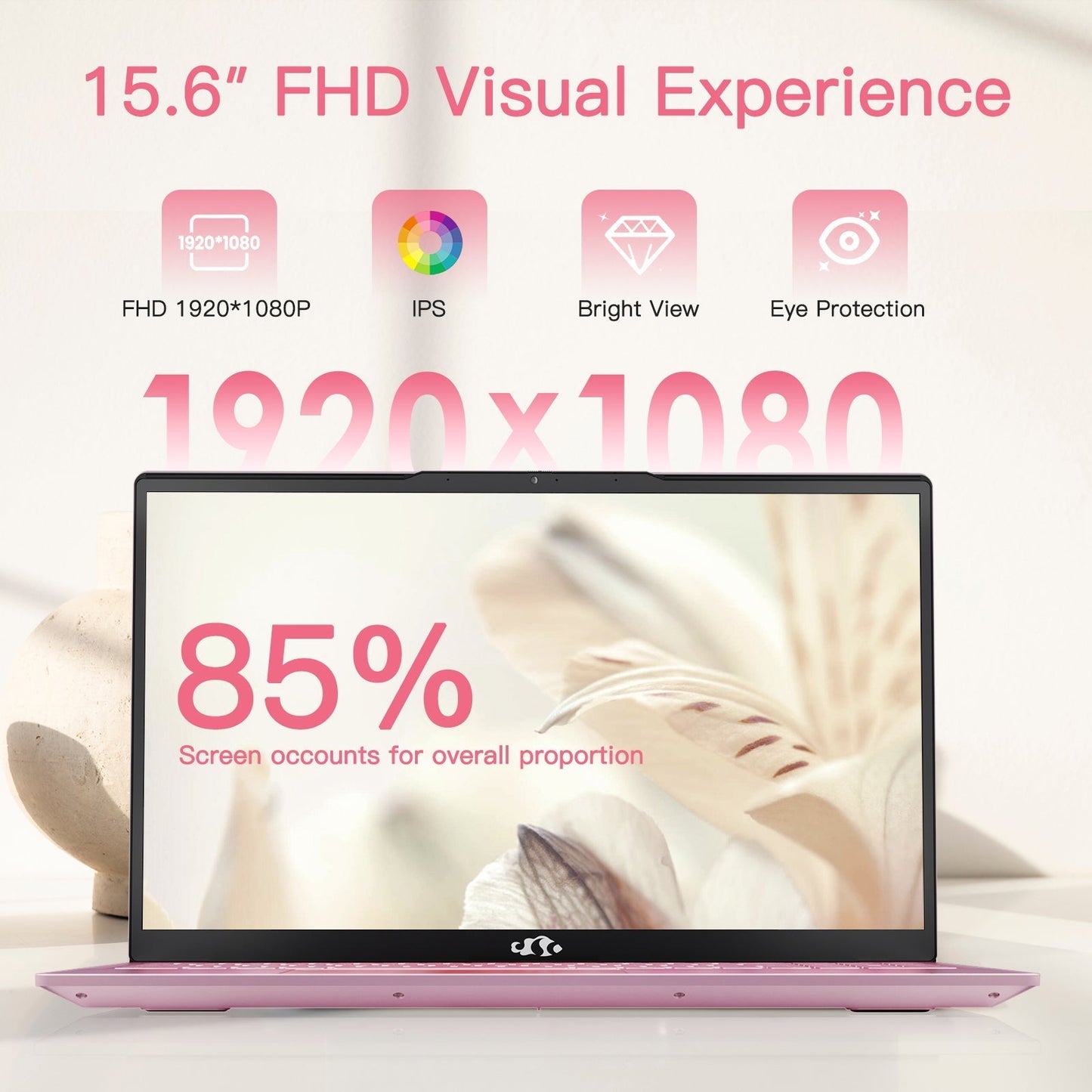 KYYWEE 15.6" N151 FHD laptop for Home and School -16GB-Rose Gold
