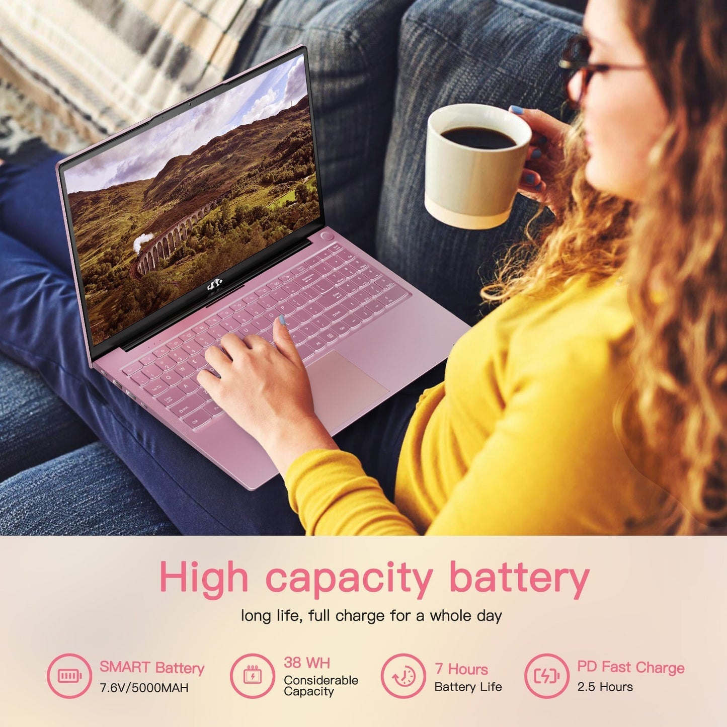 KYYWEE 15.6" N151 FHD laptop for Home and School -16GB-Rose Gold