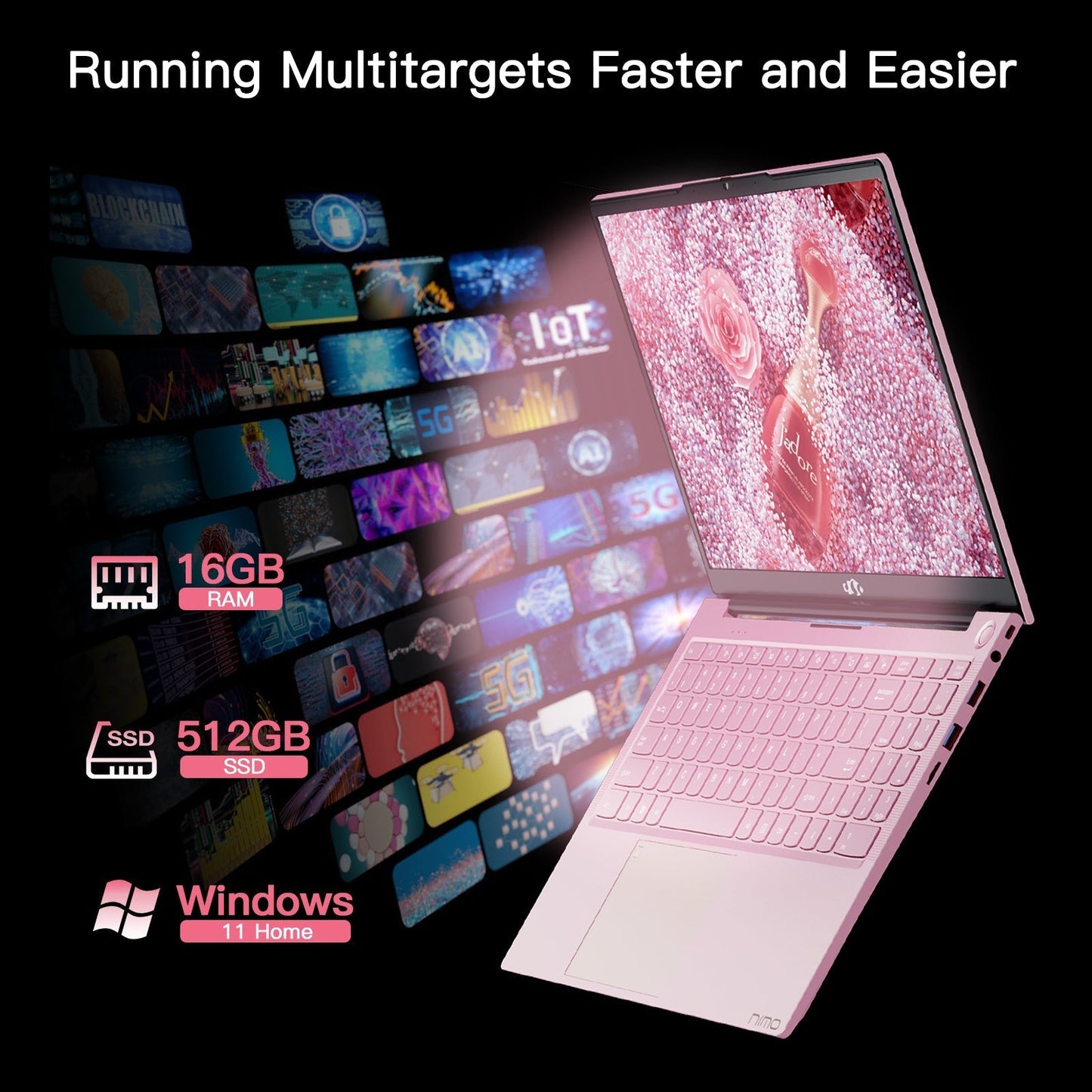 KYYWEE 15.6" N151 FHD laptop for Home and School -16GB-Rose Gold