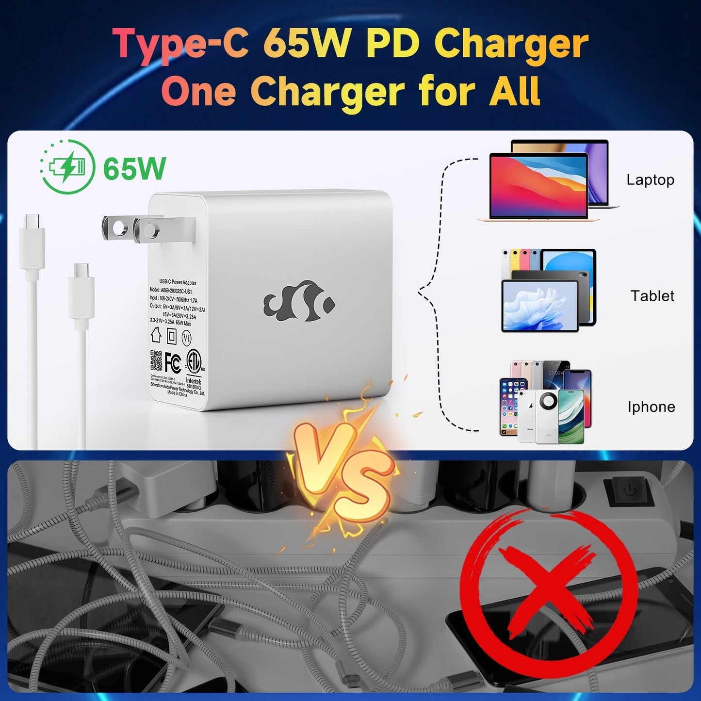 KYYWEE USB-C 65W/100W PD Laptop Charger