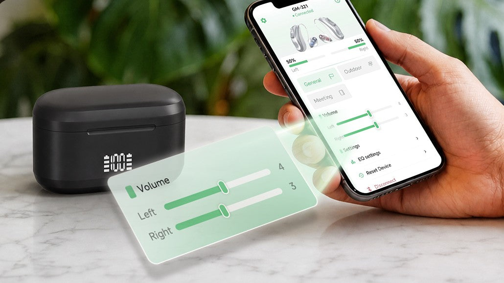 The KYYWEE app showing left and right volume sliders