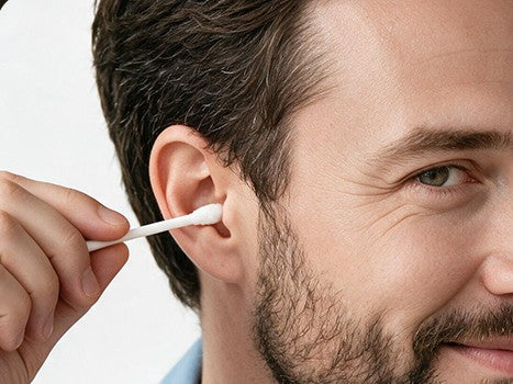 Cleaning the outer ear with a cotton swab